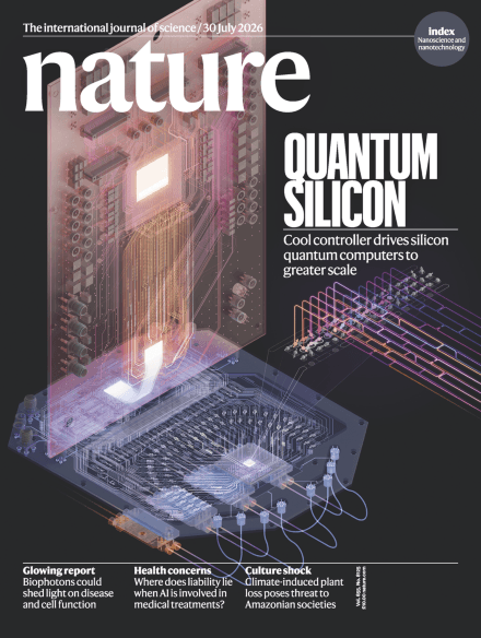 Cover of Nature, July 30, 2026 — Quantum Silicon